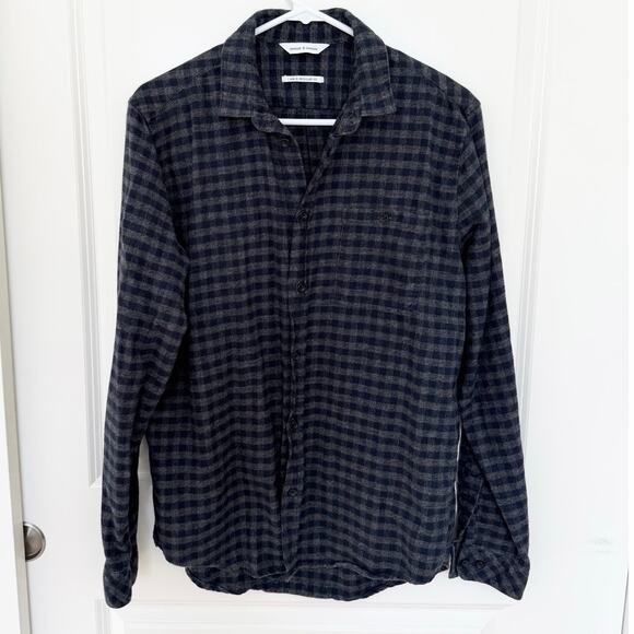 Samsoe Samsoe Liam Plaid Flannel Cotton Button Down Medium - Picture 2 of 6